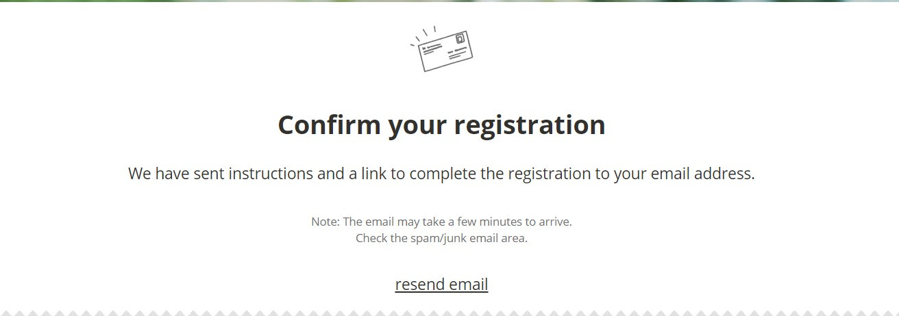 Confirm your registration screenshot
