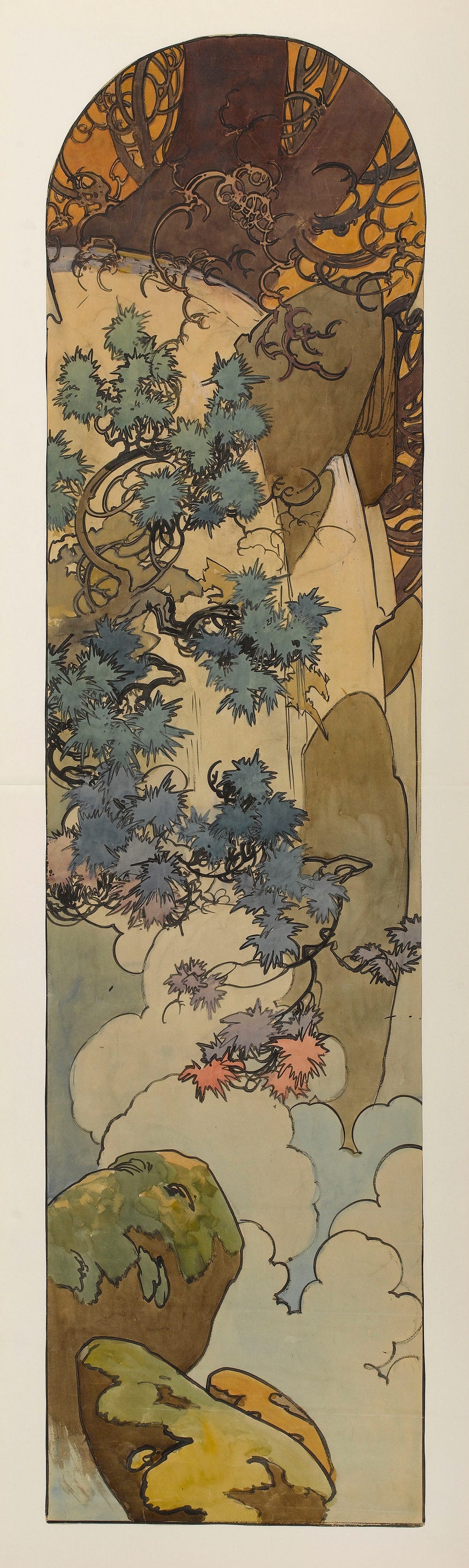 Carton de vitrail pour la bijouterie Fouquet by Alphonse Mucha