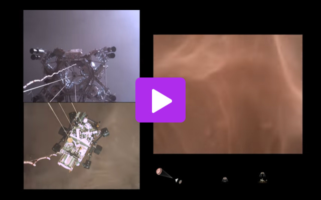 footage of rover landing on Mars