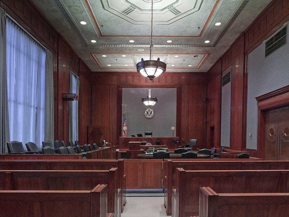Courtroom, Benches, Seats, Law, Justice, Lighting, Wood