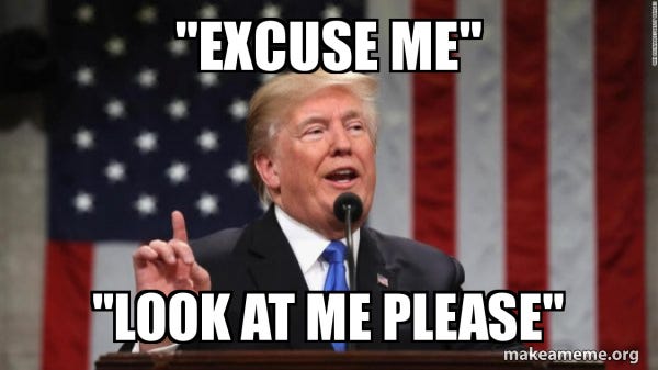 Excuse me" "Look at me please" - Donald Trump | Make a Meme