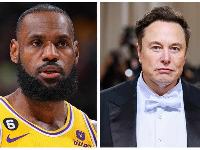 LeBron James and Elon Musk in a composite image. Getty Images
