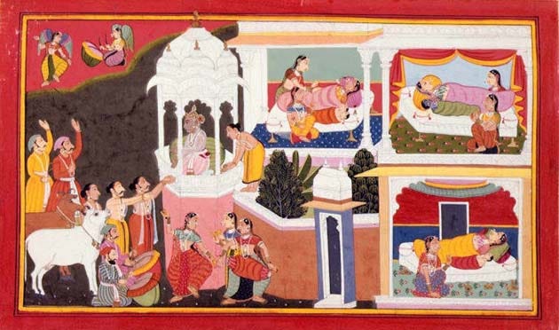 Image showing the birth of the four divine sons of King Dasaratha