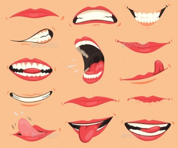 Mouth Expressions. Lips with a Variety of Emotions by Designer_things