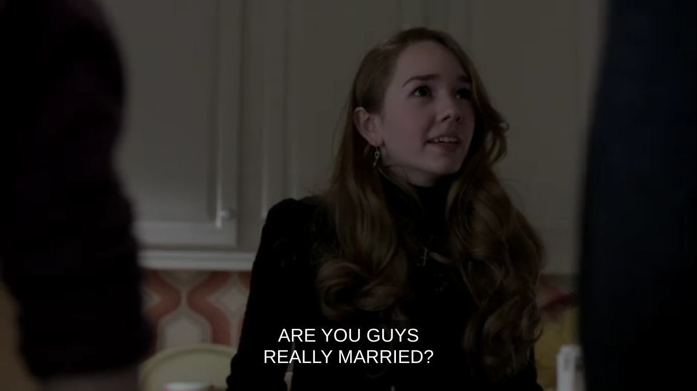 Paige asking "Are you guys really married?"