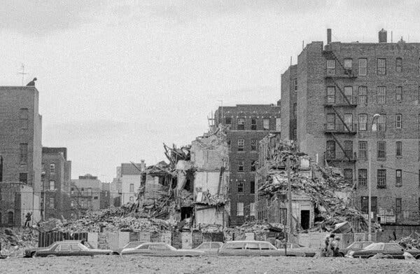 By the 1980s, abandoned buildings lined East 138th Street and Cypress Avenue in the Mott Haven area of the Bronx.