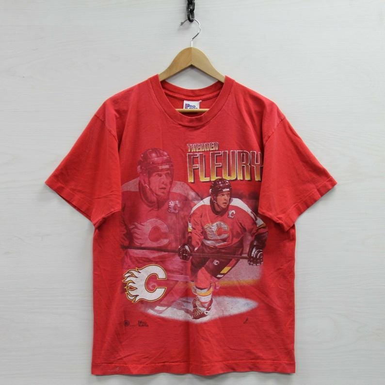 Vintage Theo Fleury 14 Calgary Flames Pro Player T-Shirt Size image 0