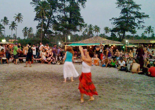 Travelers Dancing on the Arambol Beach Travelers Dancing on the Arambol Beach