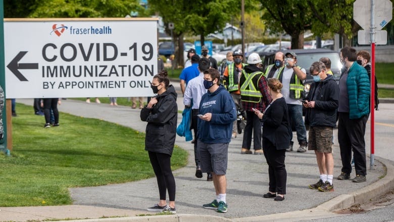 People line up for hours to get AstraZeneca vaccine as B.C. drops age  eligibility to 30 | CBC News