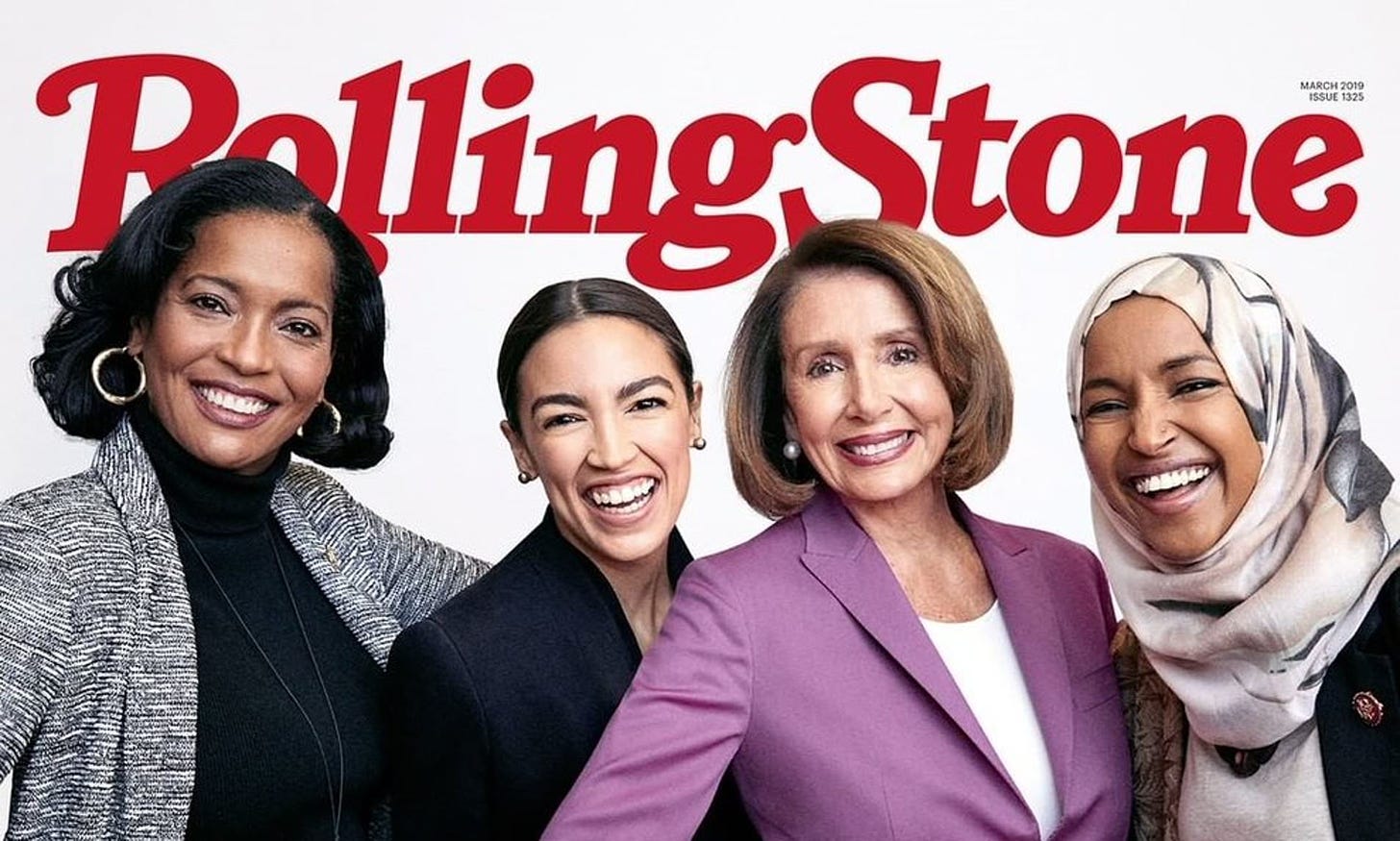AOC joins Ilhan Omar, Jahana Hayes, Nancy Pelosi on cover of Rolling Stone  magazine | Daily Mail Online