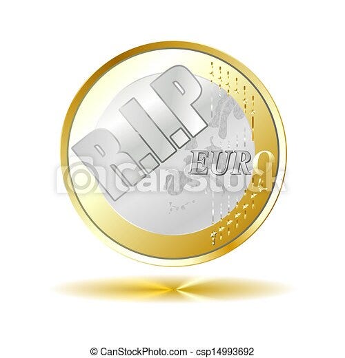 Euro coin - rip. Euro coin - r.i.p. with golden shadow reflection. |  CanStock