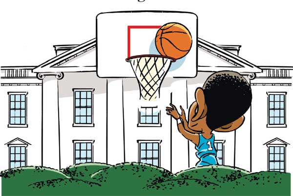 Image result for barack playing basketball cartoon