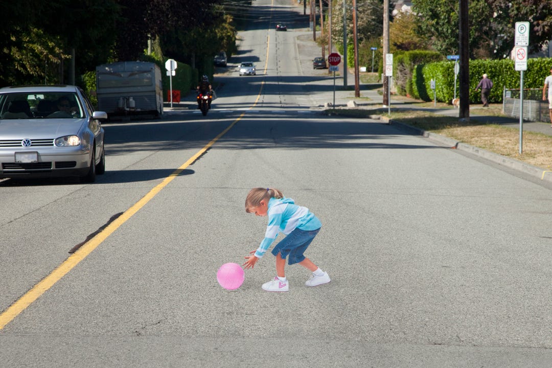 Painting of a girl in the street (Vancouver, Canada)