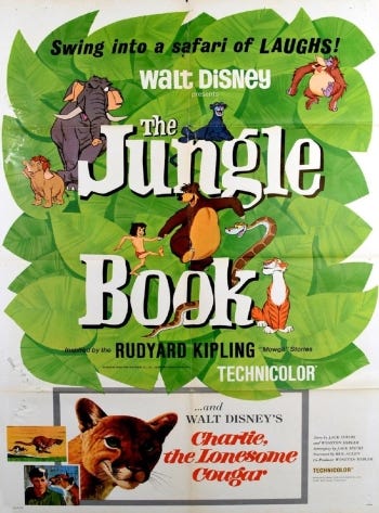 Theatrical release poster for the double bill release of The Jungle Book and Charlie, The Lonesome Cougar