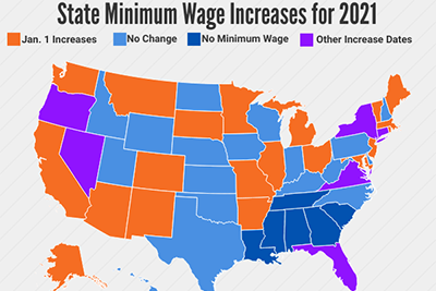 State Minimum Wage Increases for 2021 (Map) - HR Daily Advisor