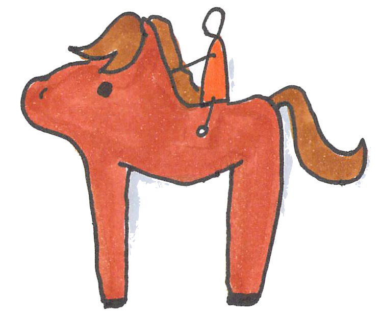 A cartoon horse with long legs