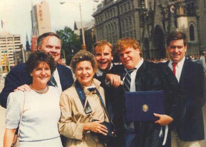 Chris Farley with his family at Marquette