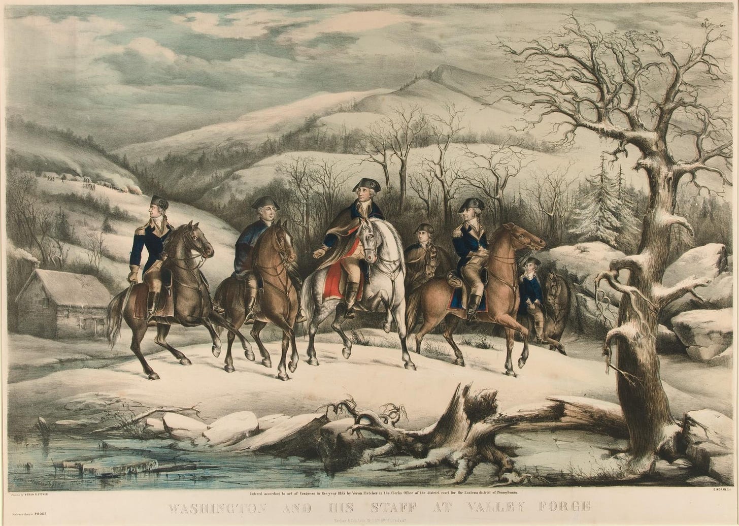 Washington and his staff at Valley Forge, by Veron Fletcher