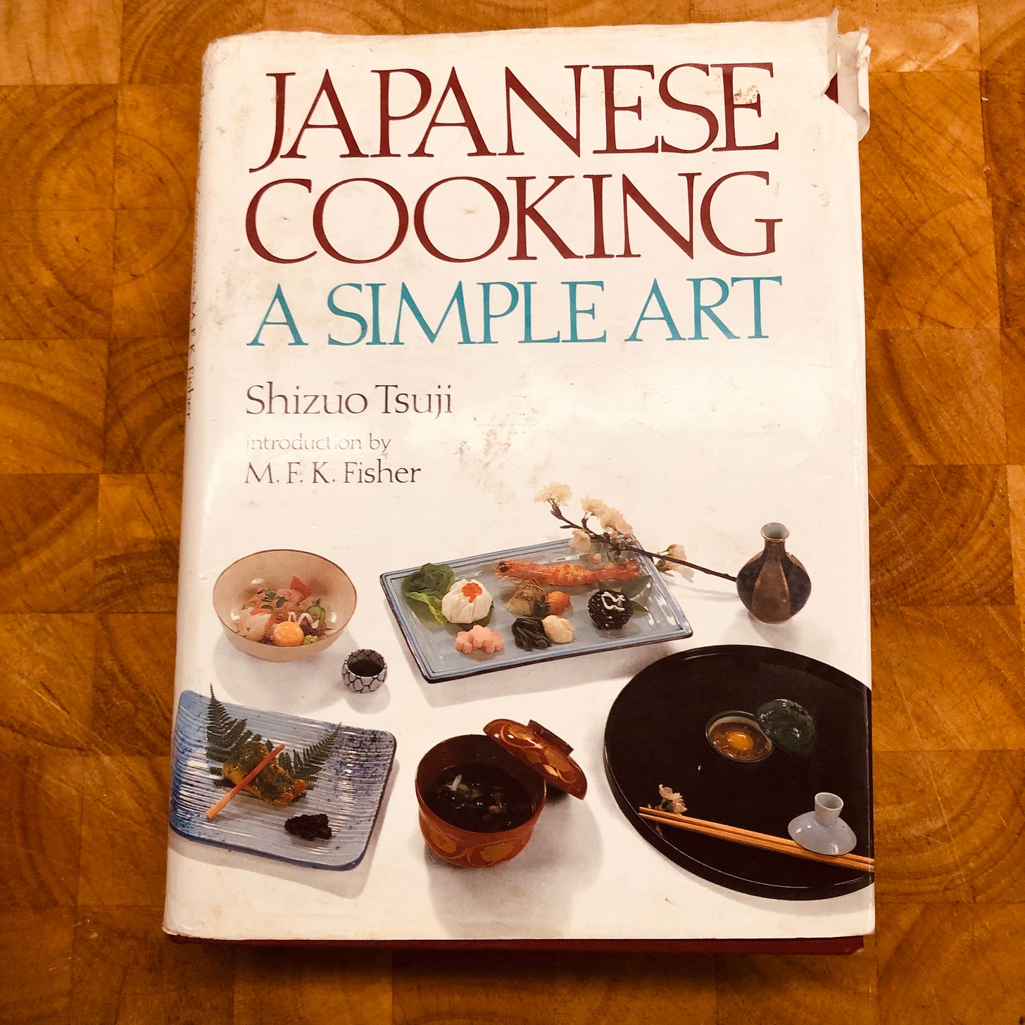 A very worn copy of Japanese Cooking: A Simple Art