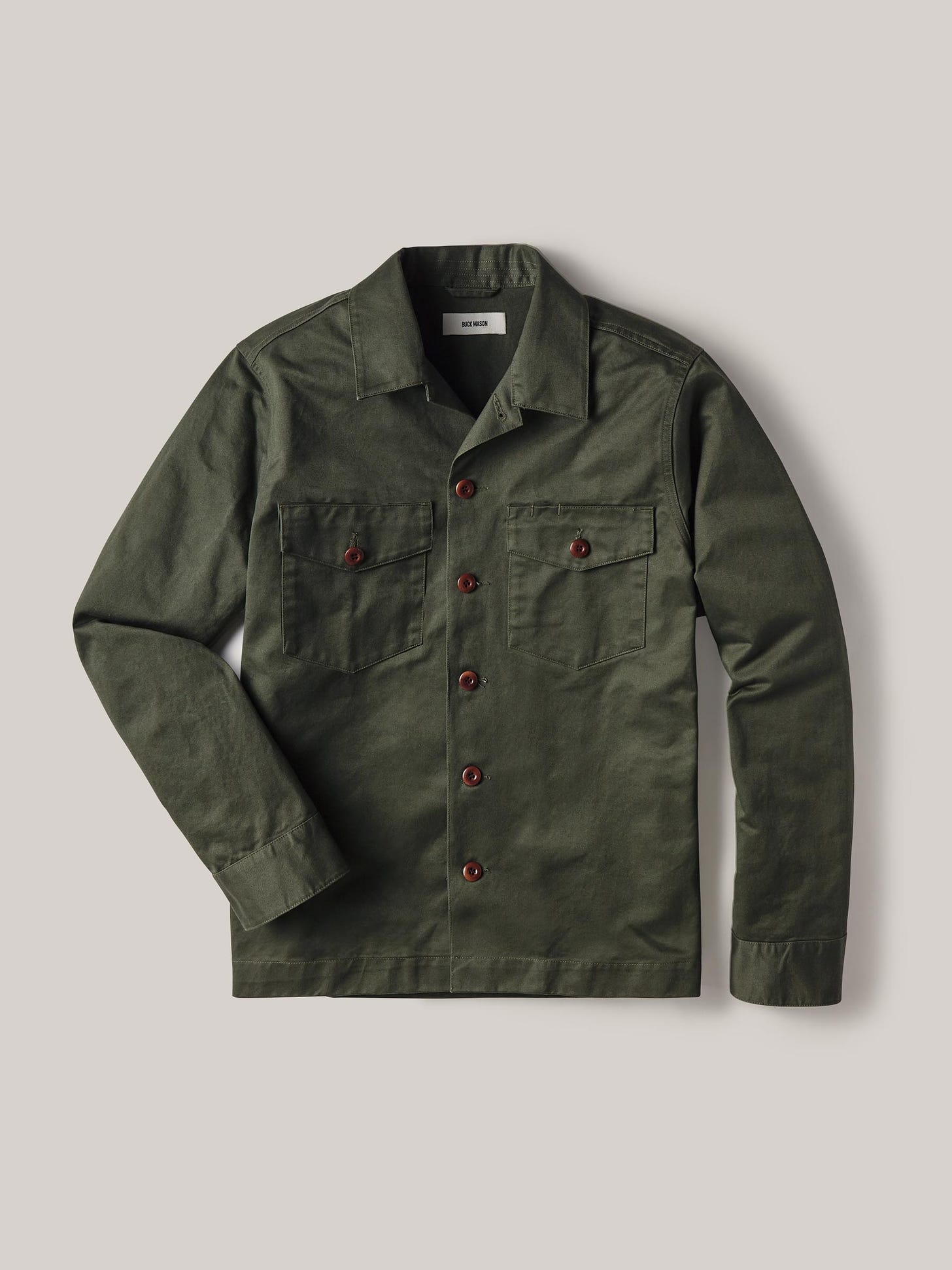 Buck Mason - Dark Olive Cotton Sateen Alfa Military Shirt