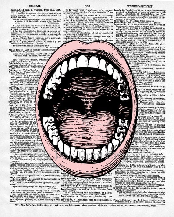 Screaming Mouth Art Print 8 X 10 Dictionary Page Weird Pop | Etsy