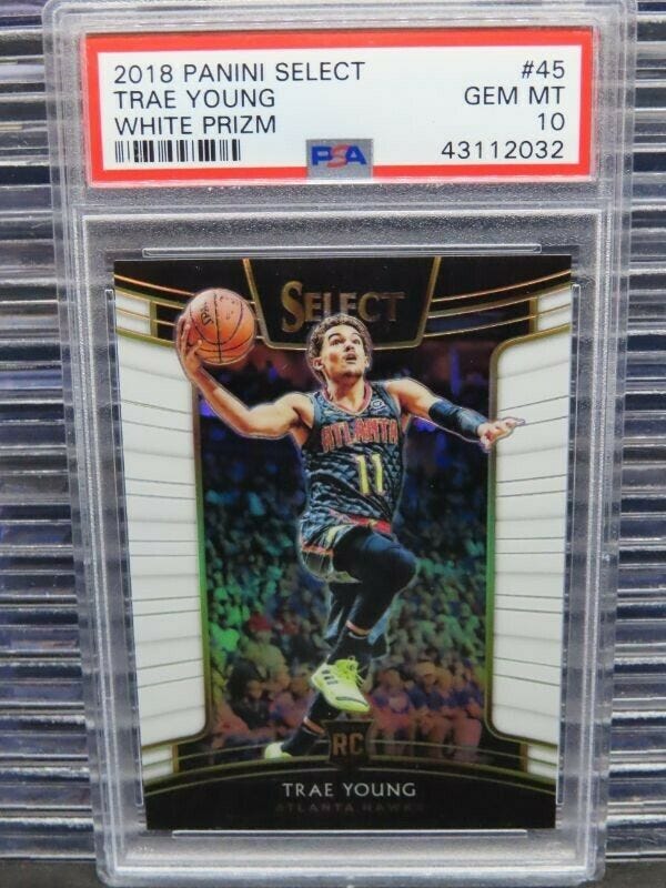 Image 1 - 2018-19 Select Trae Young Concourse White Prizm Rookie RC #/149 PSA 10 Y309