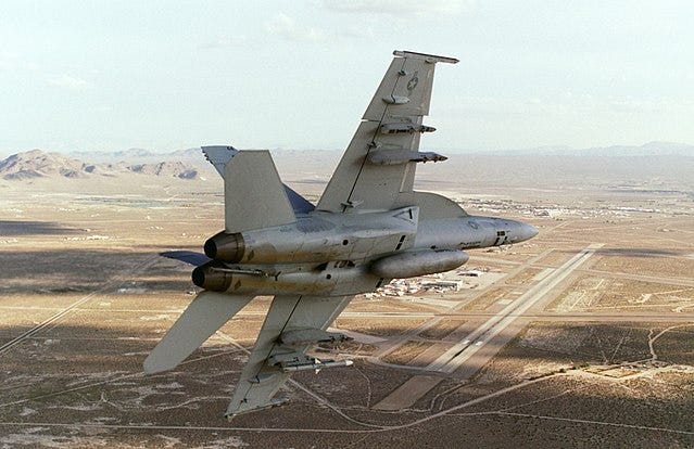 US Navy Hornet returning to base at China Lake, 2005