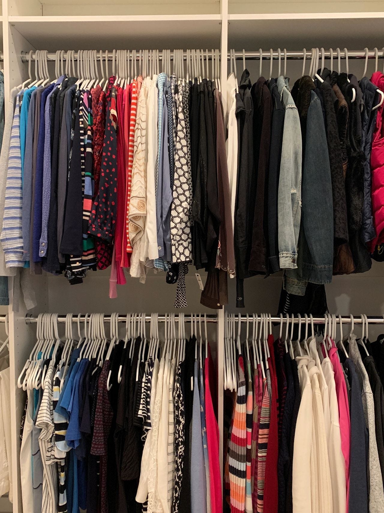My closet after organizing and shopping