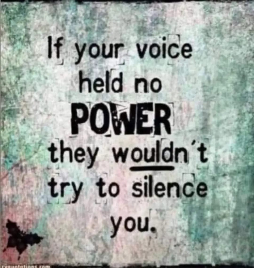 May be an image of text that says "If your voice held no POWER they wouldn't try to silence you,"