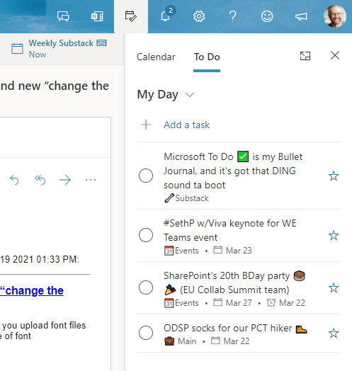Microsoft To Do "My Day" [in Outlook for the Web (PWA)]
