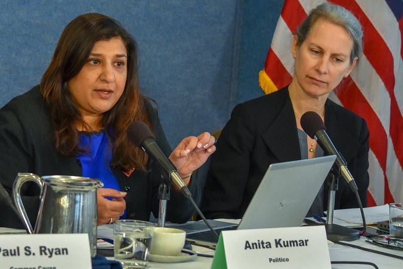 Anita Kumar (left), Politico. with Sheila Krumholz, Center for Responsive  Politics. - Alan Kotok