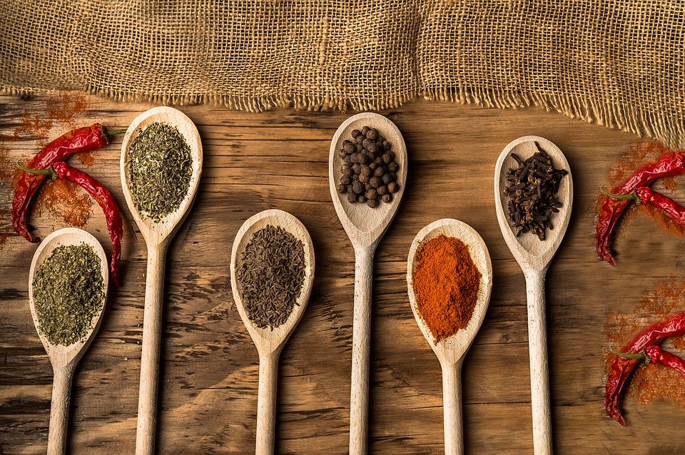 Spices, Spoon, Pepper, Food, Wood, Food Design, Table