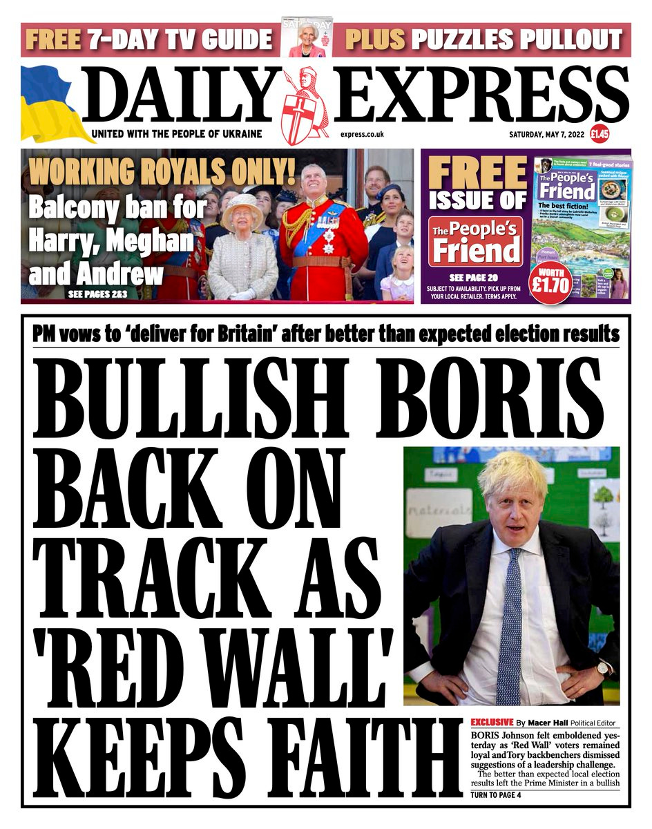 Daily Express Front Page 7th of May 2022 - Tomorrow's Papers Today!