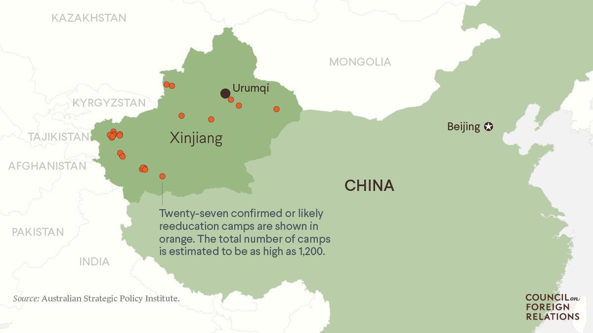 The total number of concentration camps in Xinjiang is ...