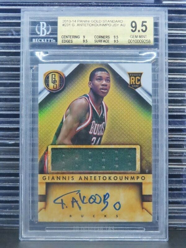 Image 1 - 2013-14-Gold-Standard-Giannis-Antetokounmpo-Rookie-Jersey-Auto-BGS-9-5-10-D25