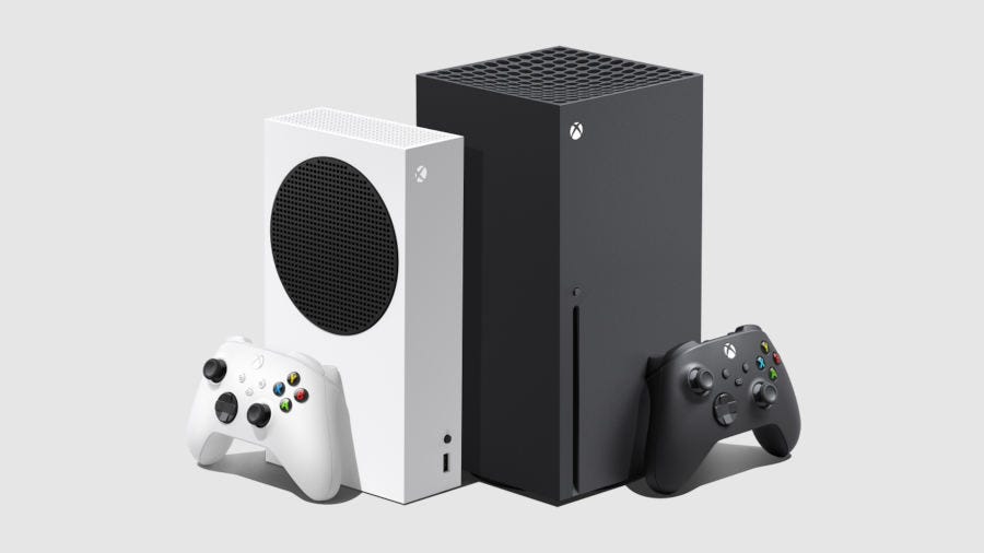 An Xbox Series X and Xbox Series S next to each other