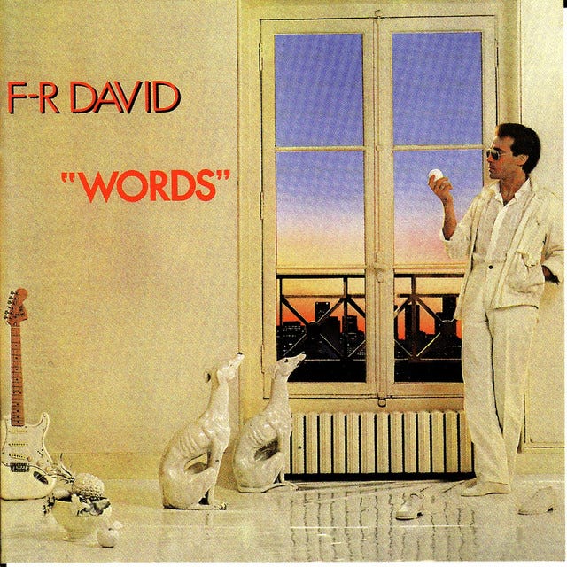Cover of FR David's terrible single from 1982 'Words'