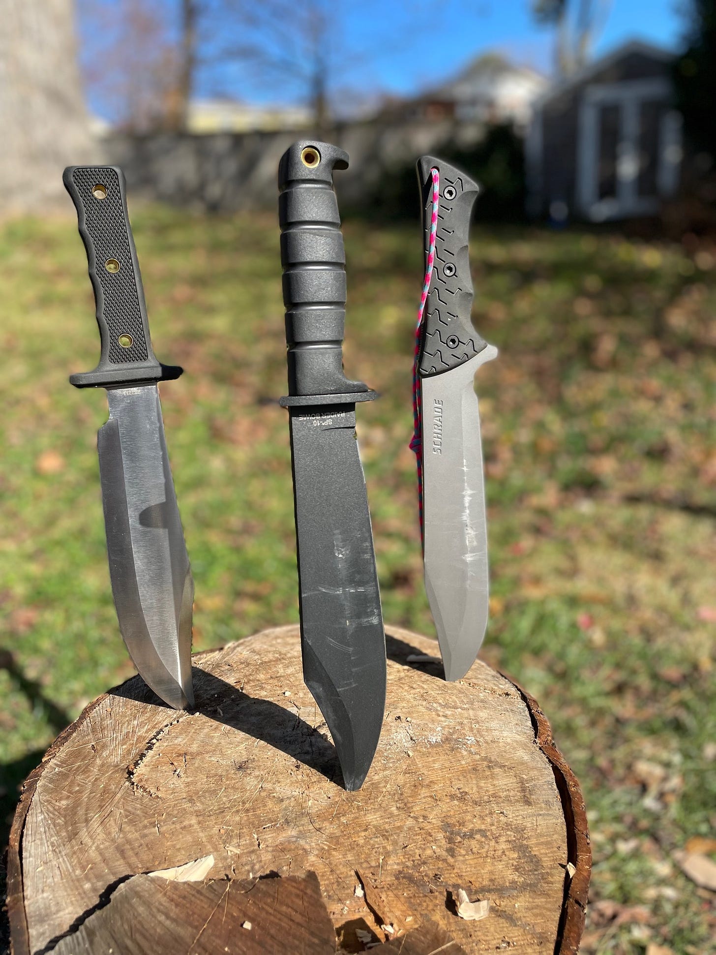 three bowie knives