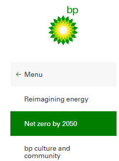 BP Oil Company net zero goals