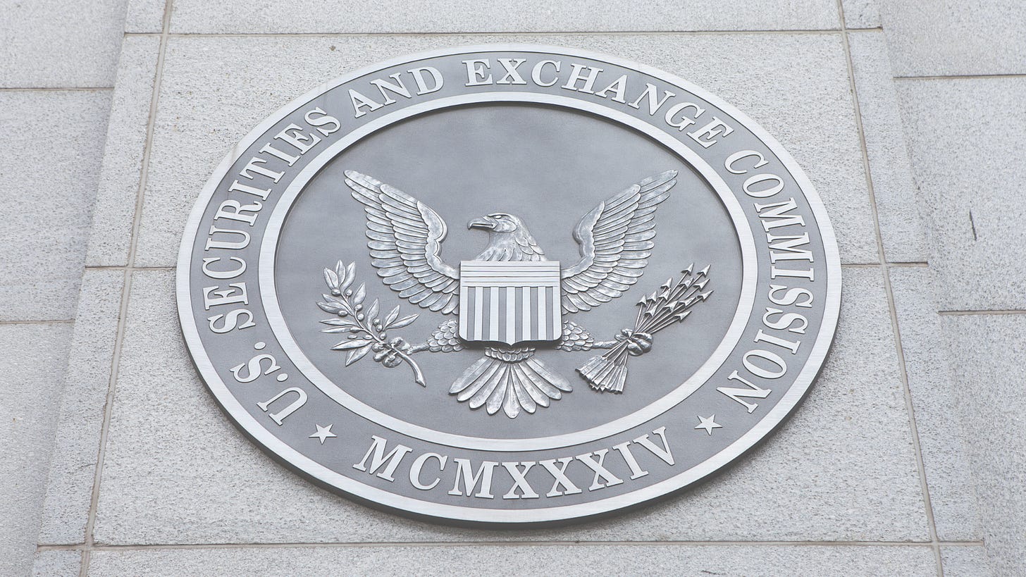gray US securities and exchange commission logo on a building