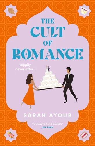 The cover of 'The Cult of Romance' which is orange and pink with two figures at a wedding on it