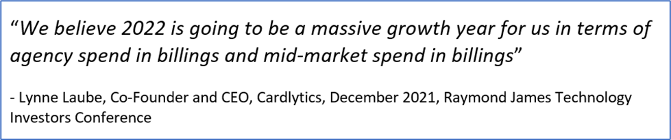 Cardlytics ($CDLX): The Power of Bridg (and Why CDLX is Undervalued), Gross Profit, Ad Spend, SMB, POS Systems, $PAR, $NCR, $TOST, $SQ, Growth, Swany407, Austin Swanson, Product-Level Offers, SKU Data, Lynne Laube, massive growth year in billings from agency spend and mid-market spend