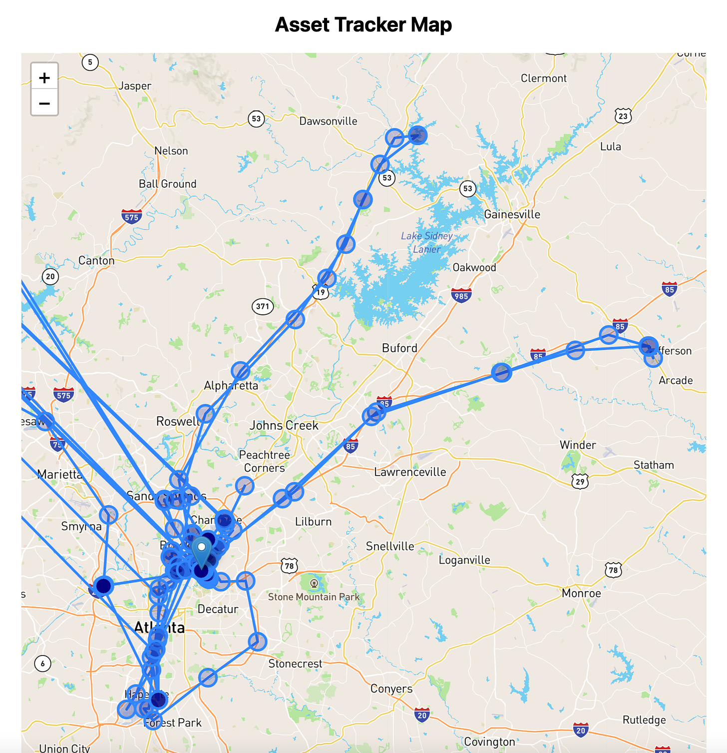 Custom map display in Next.js application using React Leaflet to display previous locations.