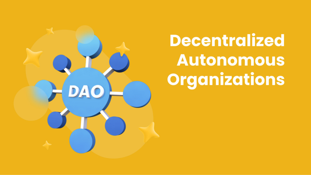 decentralize autonomous organisation (DAO) image with a yellow background