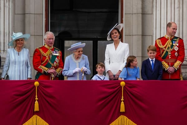 Queen Elizabeth II appeared on the balcony of Buckingham Palace with other members of the royal family on Thursday.