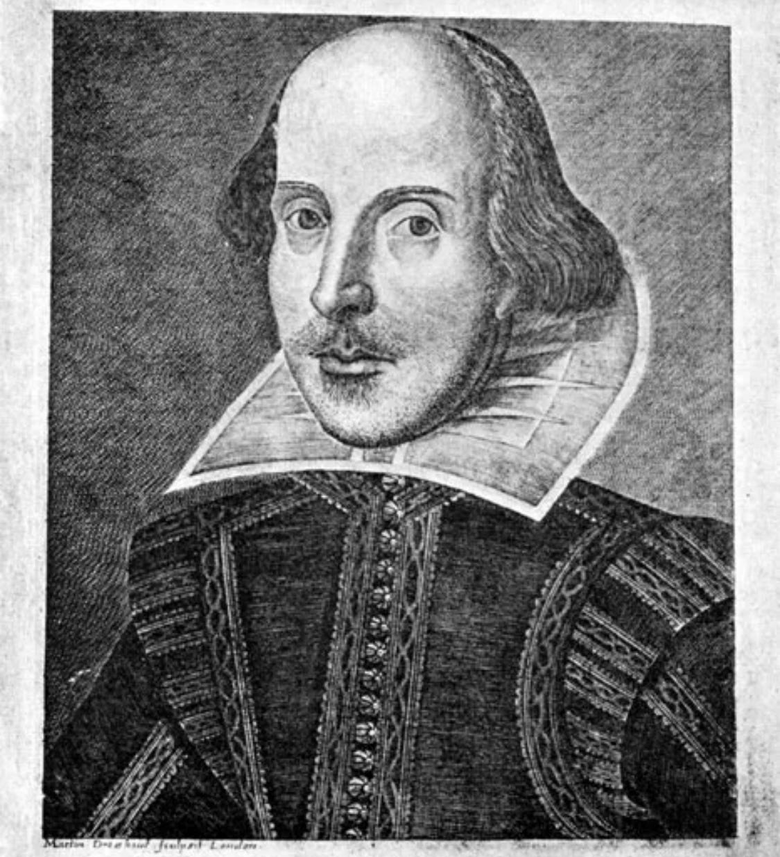 Black and white sketch of William Shakespeare