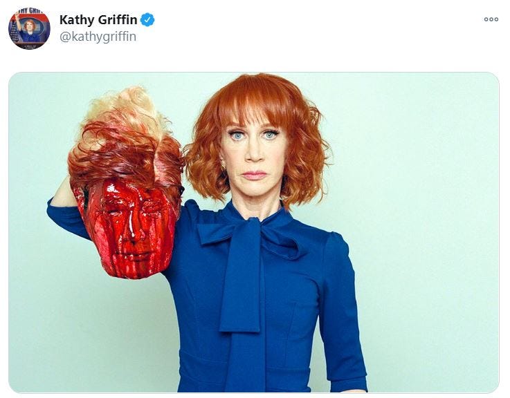 Griffin tweeted the severed head photo after the president claimed victory
