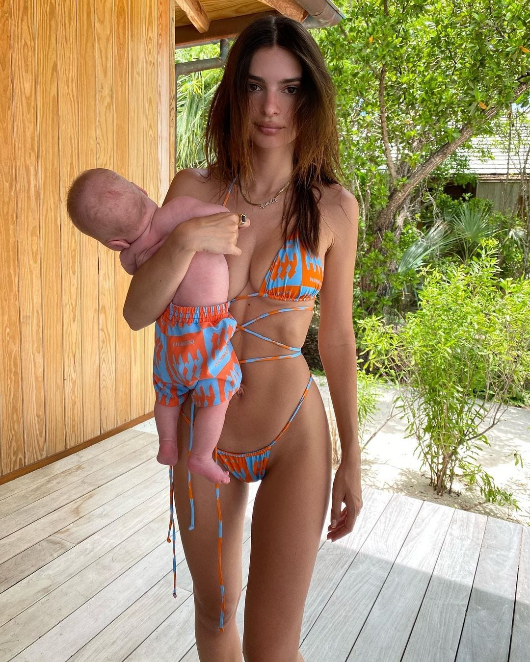 Emily Ratajkowski Holds Baby, 3 Months, in Matching Swimwear | PEOPLE.com
