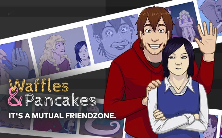 Title card of W&P with Aiden waving and Kaia giving him the harshest sideye. The tagline reads: "It's a mutual friendzone".