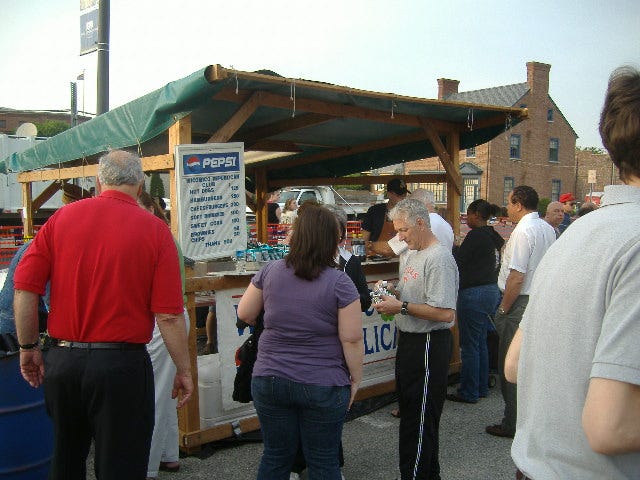 Business was brisk at the WCRC booth. By the way, the guy in the red with his back to the camera is Delegate Page Elmore.